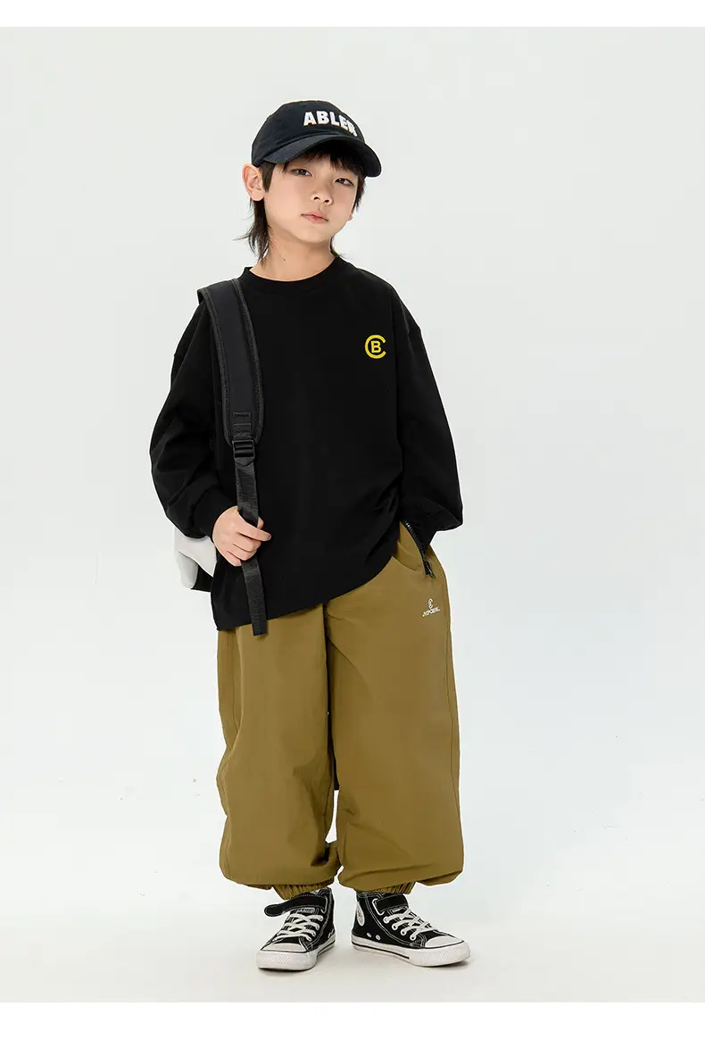 Kids Korean Print Long Sleeve T-Shirt Black — feature 27