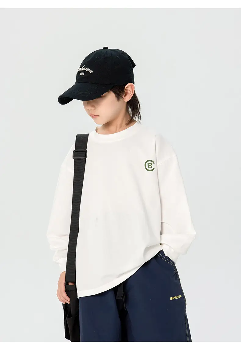Kids Korean Print Long Sleeve T-Shirt Black — feature 7