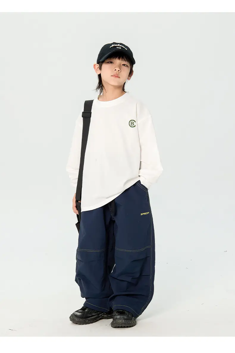 Kids Korean Print Long Sleeve T-Shirt Black — feature 8
