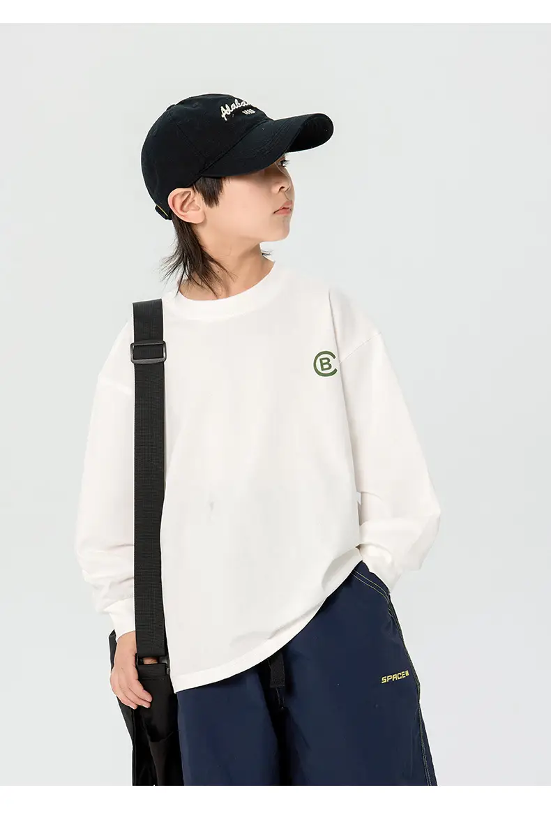 Kids Korean Print Long Sleeve T-Shirt Black — feature 9