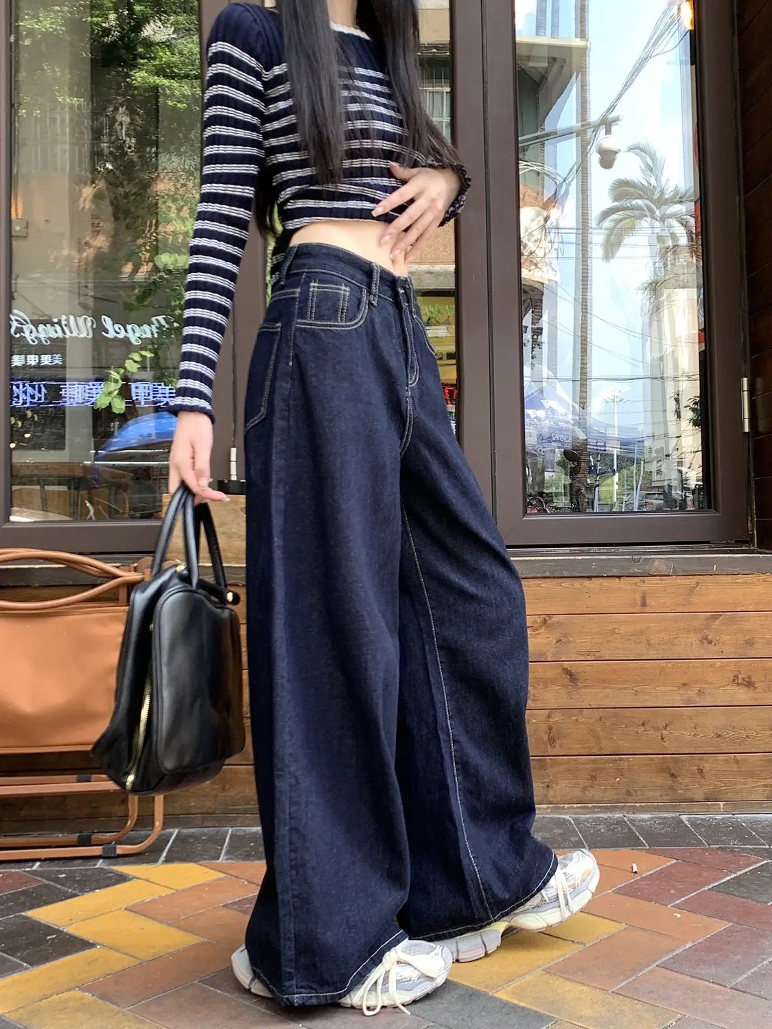Dark Blue Wide Leg Jeans Niche Ins Style 2025 Spring — feature 11