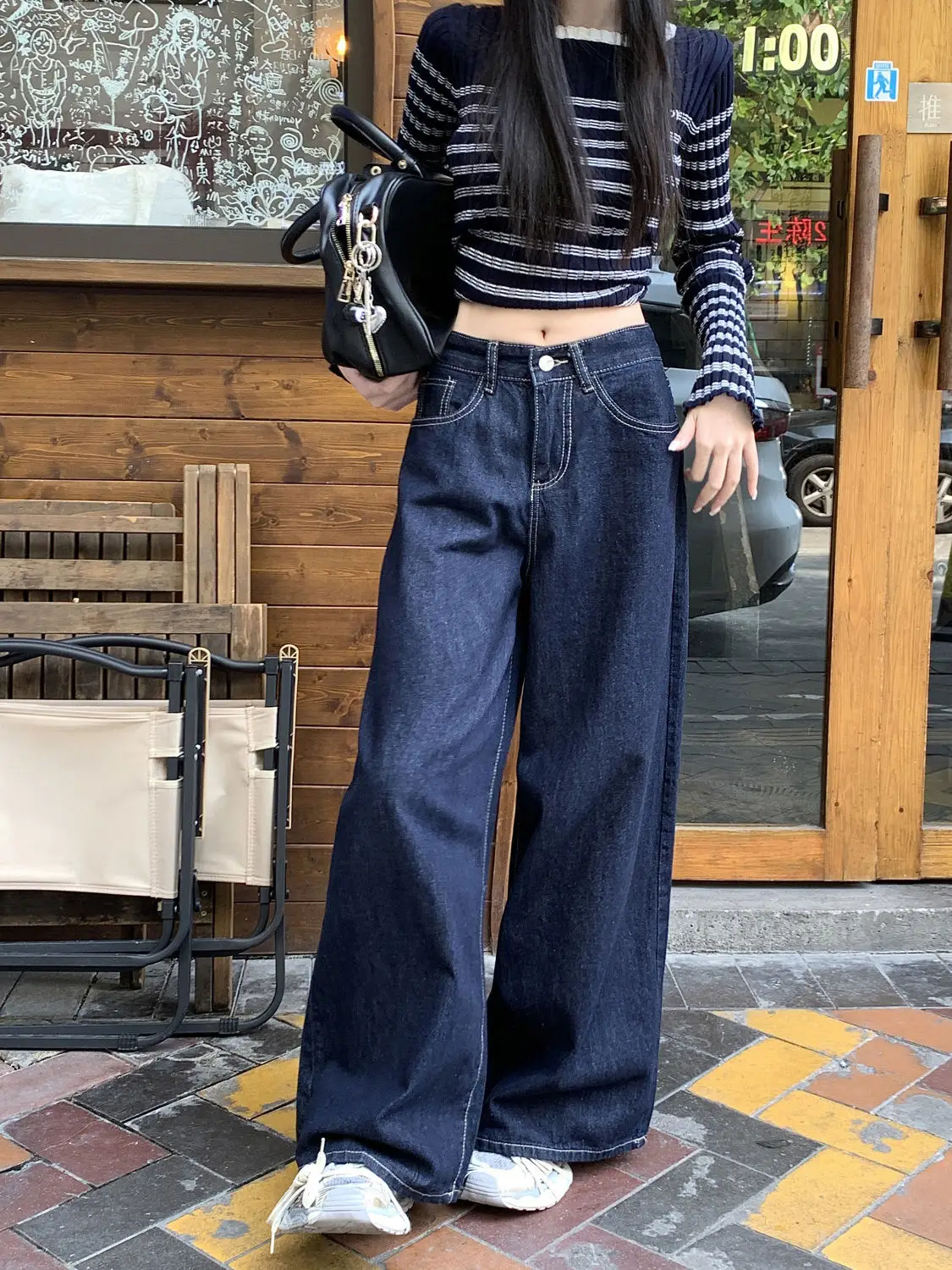 Dark Blue Wide Leg Jeans Niche Ins Style 2025 Spring — feature 13