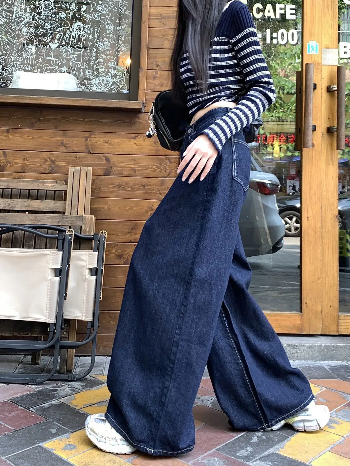 Dark Blue Wide Leg Jeans Niche Ins Style 2025 Spring — feature 14