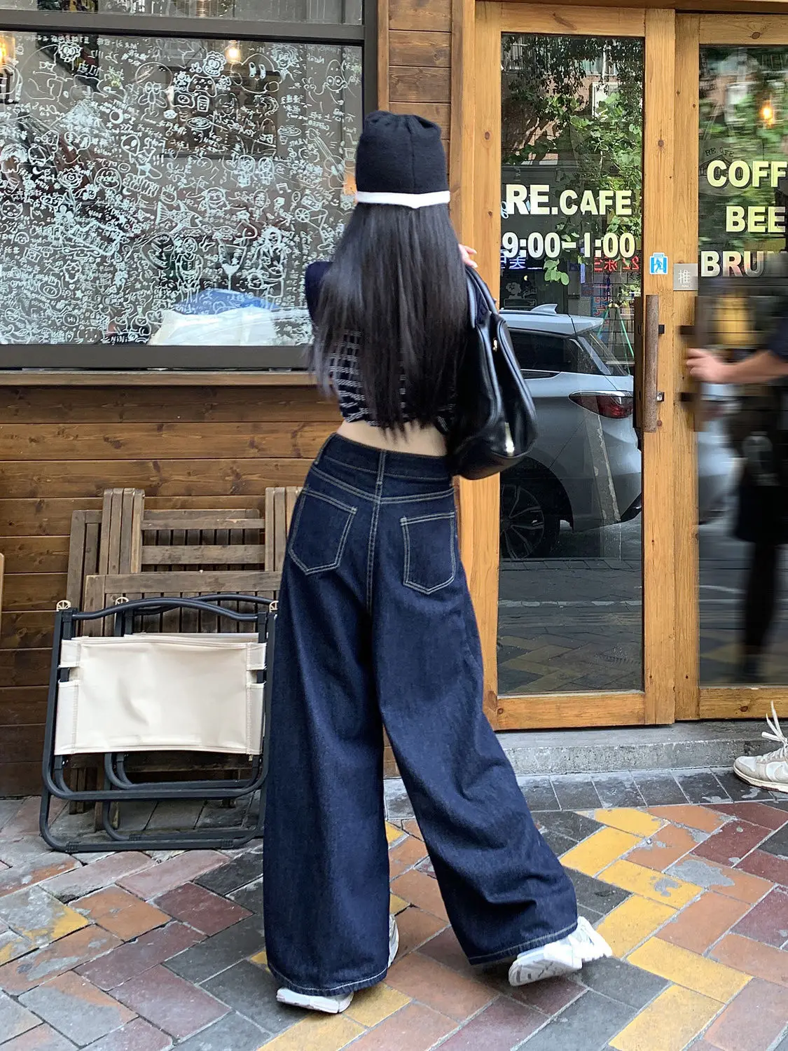 Dark Blue Wide Leg Jeans Niche Ins Style 2025 Spring — feature 15