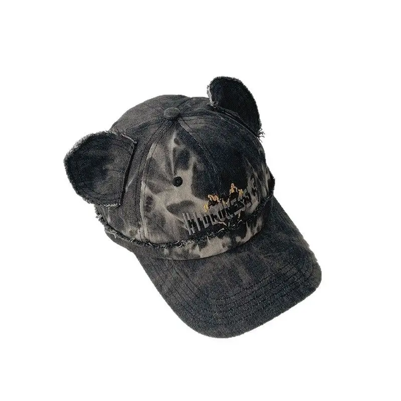 Kids Bear Ears Denim Caps Blue Black Hip Hop Style - Image 7