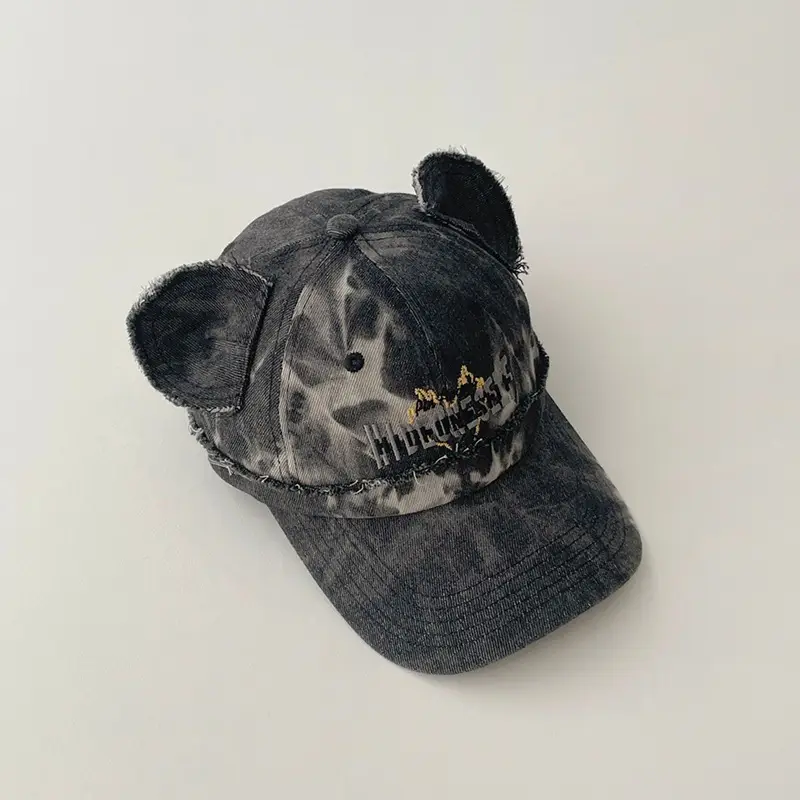Kids Bear Ears Denim Caps Blue Black Hip Hop Style — feature 14