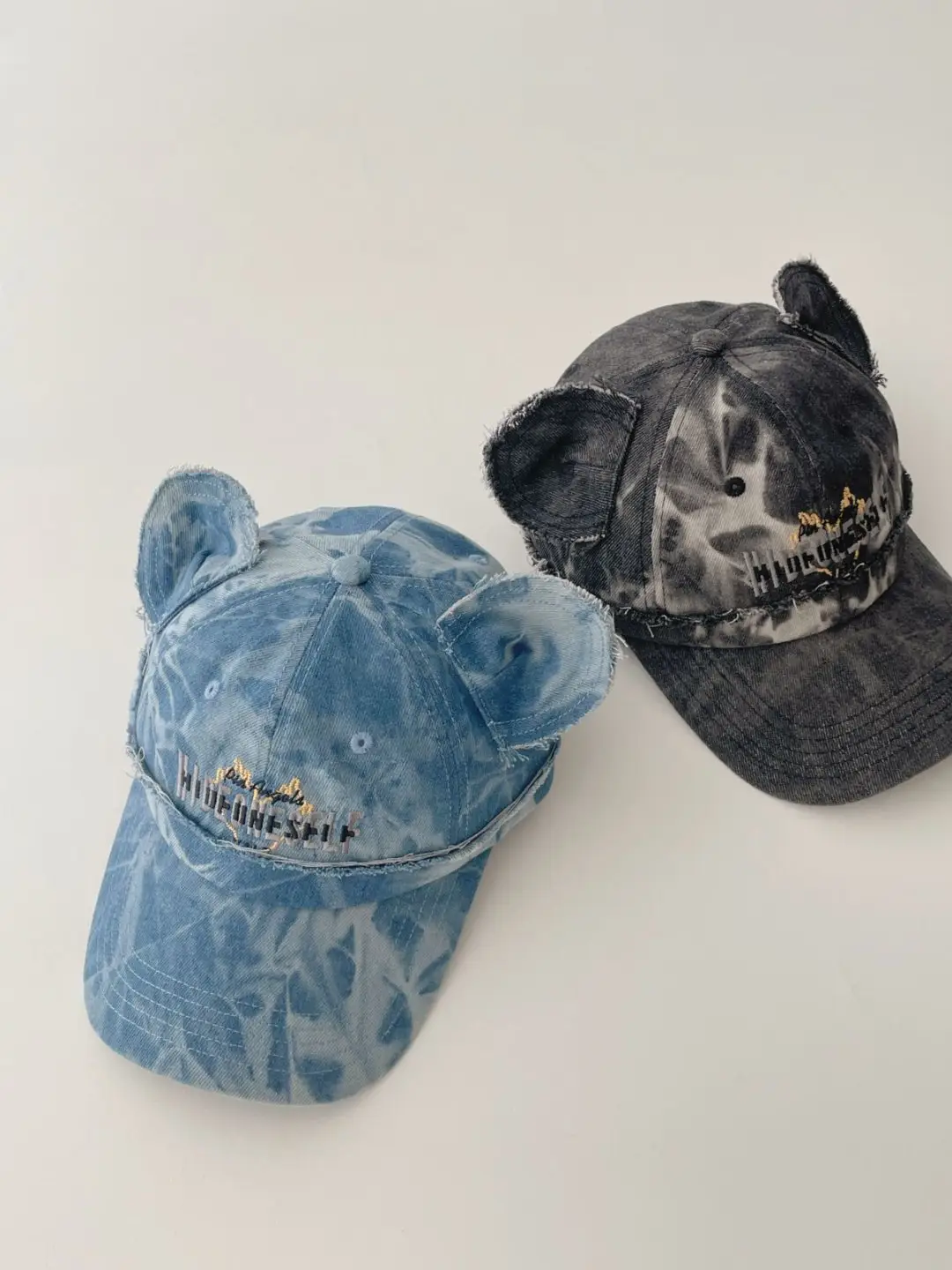 Kids Bear Ears Denim Caps Blue Black Hip Hop Style — feature 6