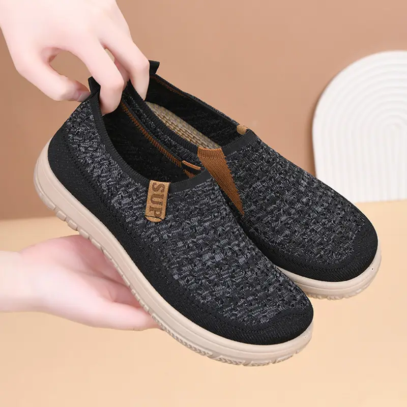 Women's New Style Knitted Elastic Thick-Soled Breathable Shoes, Non-Slip Soft-Soled Versatile Loafers for Mothers, Casual Shoes Temu - Image 6