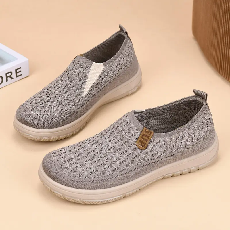 Women's New Style Knitted Elastic Thick-Soled Breathable Shoes, Non-Slip Soft-Soled Versatile Loafers for Mothers, Casual Shoes Temu - Image 7