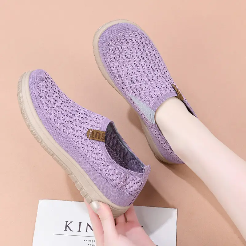Women's New Style Knitted Elastic Thick-Soled Breathable Shoes, Non-Slip Soft-Soled Versatile Loafers for Mothers, Casual Shoes Temu - Image 8