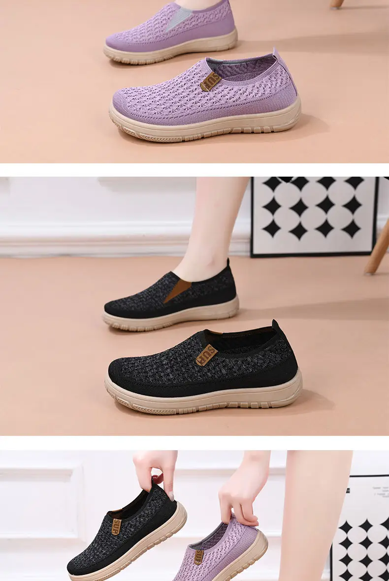 Women's New Style Knitted Elastic Thick-Soled Breathable Shoes, Non-Slip Soft-Soled Versatile Loafers for Mothers, Casual Shoes Temu — feature 12