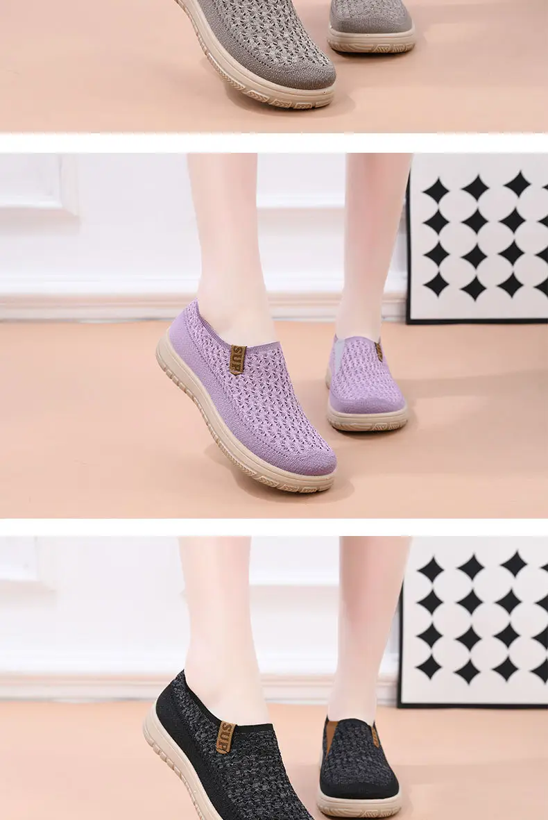 Women's New Style Knitted Elastic Thick-Soled Breathable Shoes, Non-Slip Soft-Soled Versatile Loafers for Mothers, Casual Shoes Temu — feature 14