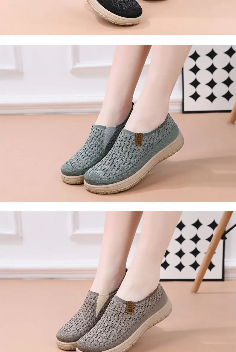 Women's New Style Knitted Elastic Thick-Soled Breathable Shoes, Non-Slip Soft-Soled Versatile Loafers for Mothers, Casual Shoes Temu — feature 15