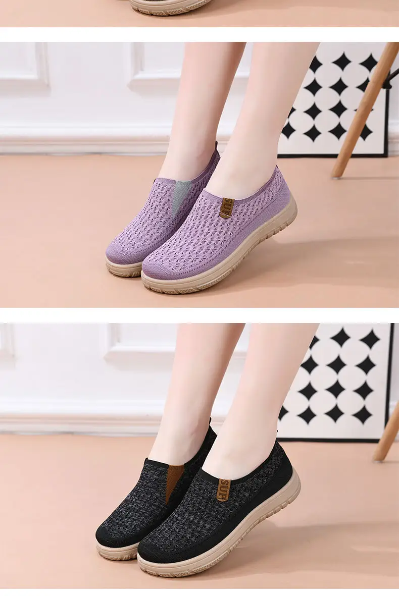 Women's New Style Knitted Elastic Thick-Soled Breathable Shoes, Non-Slip Soft-Soled Versatile Loafers for Mothers, Casual Shoes Temu — feature 16
