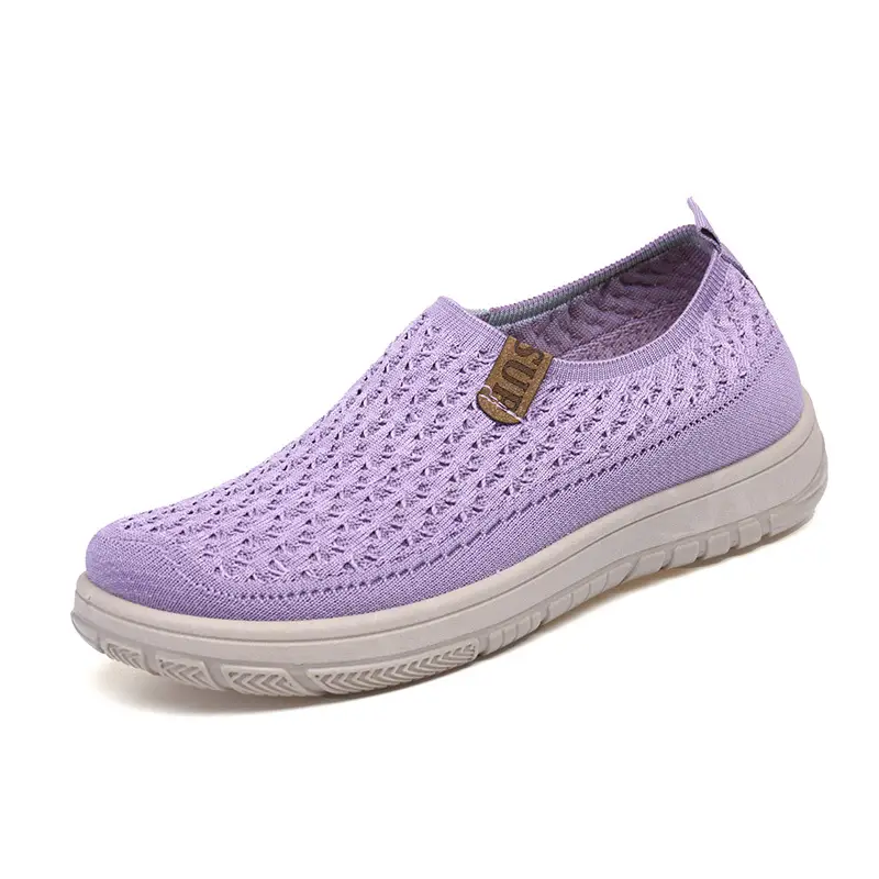 Women's New Style Knitted Elastic Thick-Soled Breathable Shoes, Non-Slip Soft-Soled Versatile Loafers for Mothers, Casual Shoes Temu - Image 4