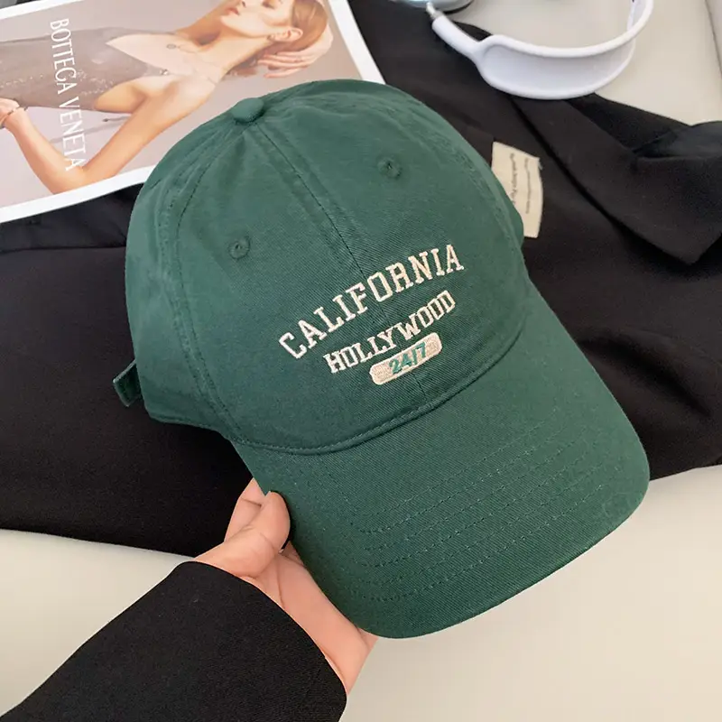 California Flag Embroidered Green Baseball Cap for Women