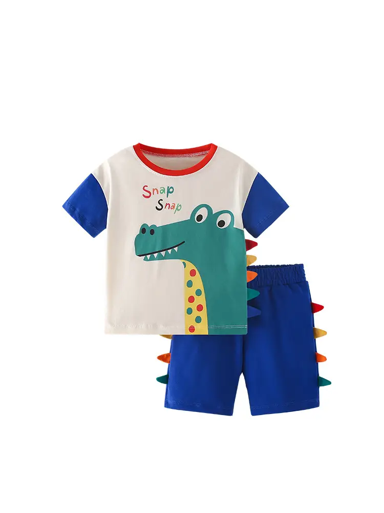Blue Cotton T-Shirt for Boys Summer Casual Set - Image 6