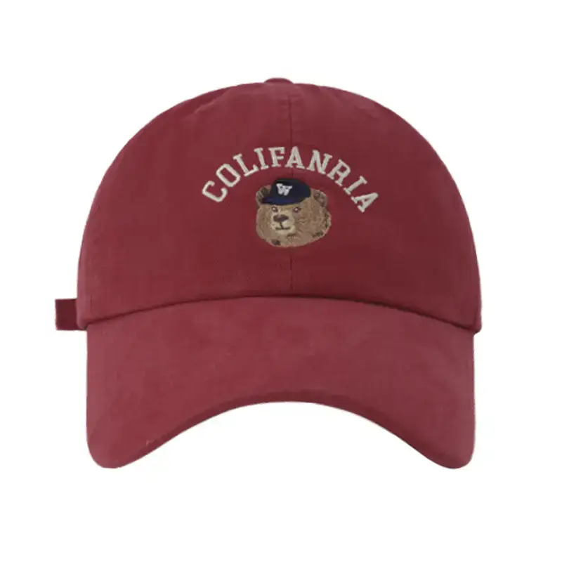 Columbia Bear Embroidered Red Baseball Cap for Men Women - Image 13