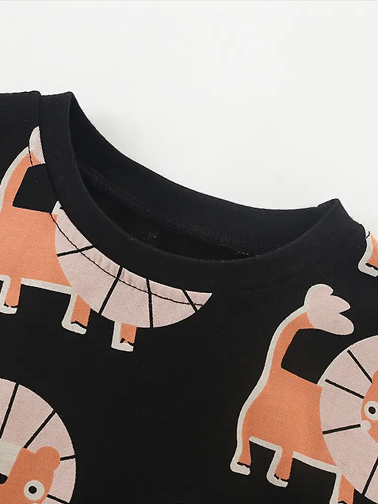 Malwee Boys Printed Cotton Shorts Set Black Elephant Summer - Image 3