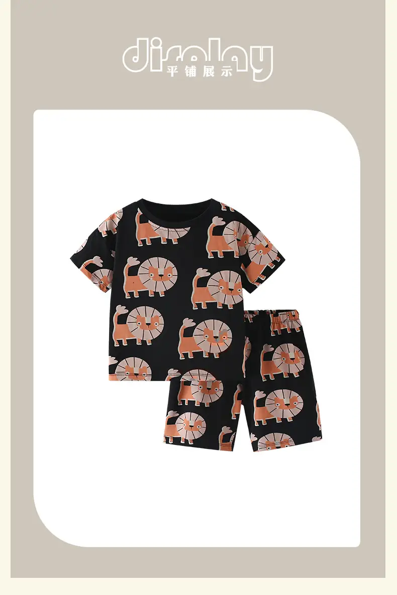 Malwee Boys Printed Cotton Shorts Set Black Elephant Summer — feature 10