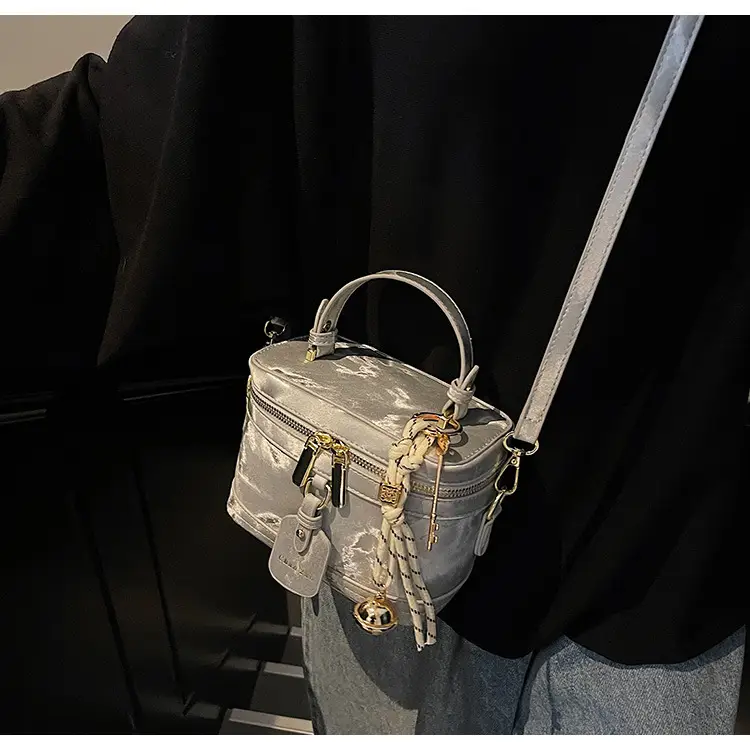 Women's Black Leather Box Bag with Chain Strap & Gold Plated Hardware — feature 11