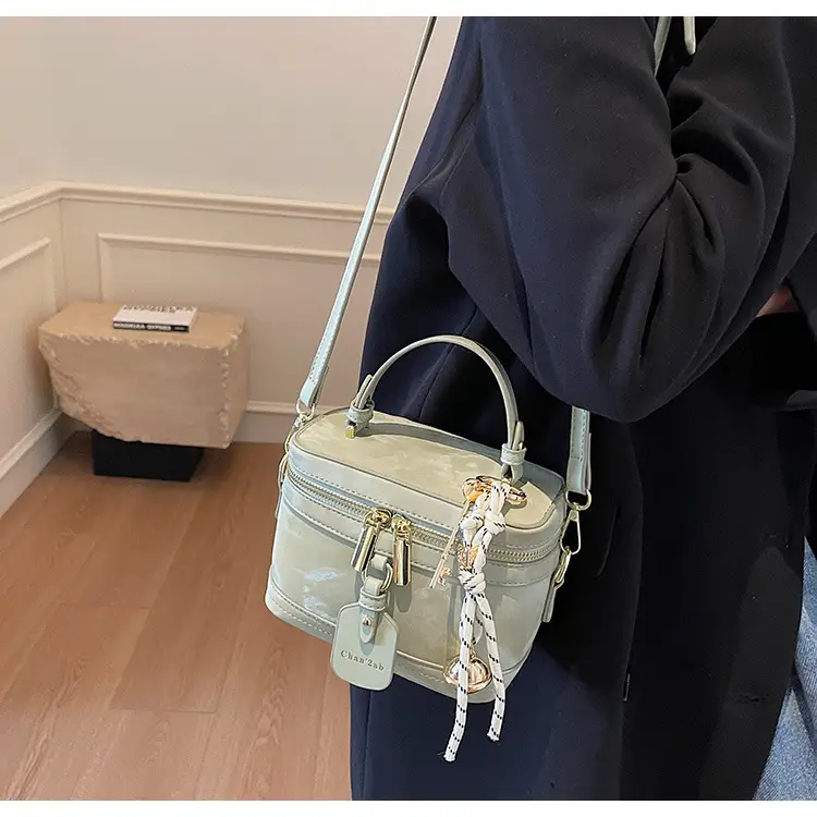 Women's Black Leather Box Bag with Chain Strap & Gold Plated Hardware — feature 24