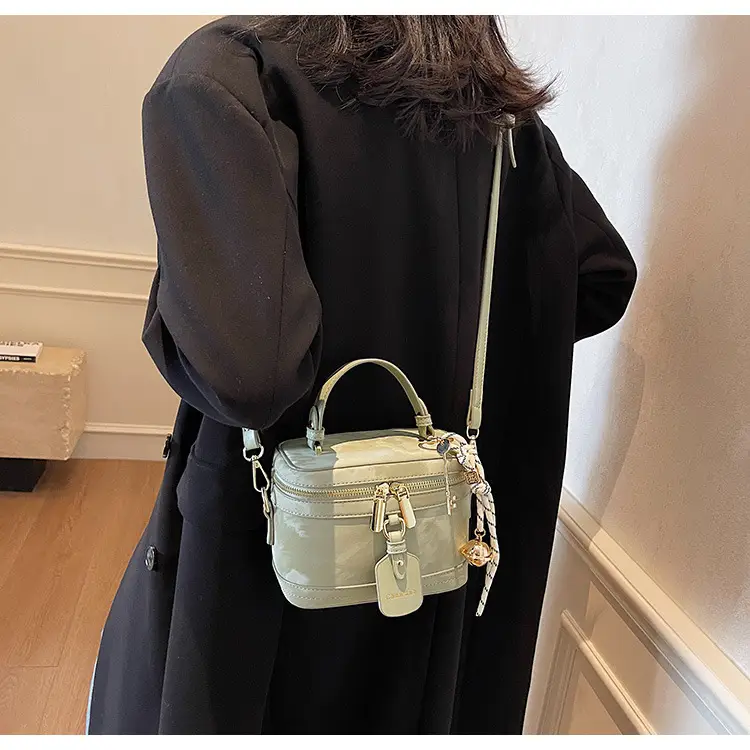 Women's Black Leather Box Bag with Chain Strap & Gold Plated Hardware — feature 25