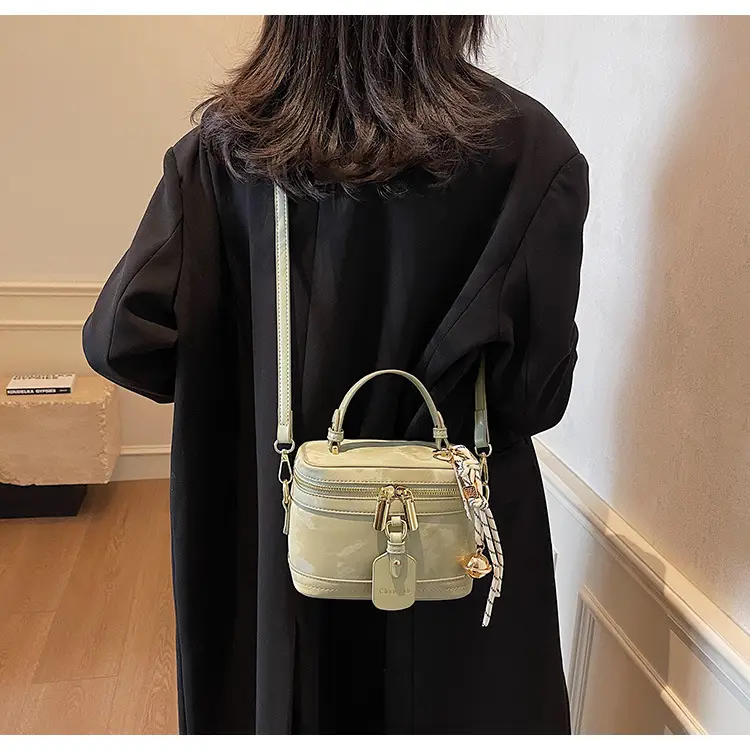Women's Black Leather Box Bag with Chain Strap & Gold Plated Hardware — feature 26