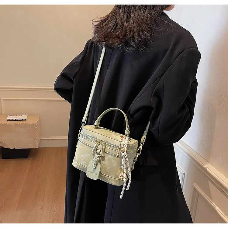 Women's Black Leather Box Bag with Chain Strap & Gold Plated Hardware — feature 27
