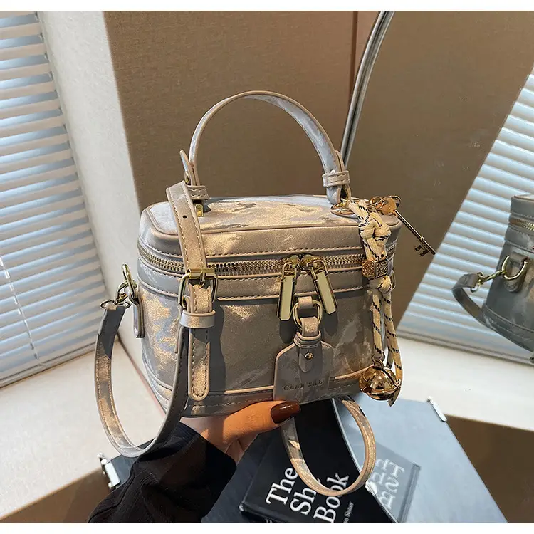 Women's Black Leather Box Bag with Chain Strap & Gold Plated Hardware — feature 29