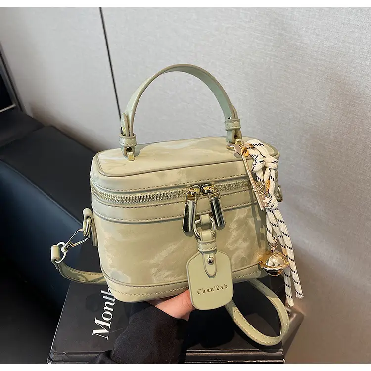 Women's Black Leather Box Bag with Chain Strap & Gold Plated Hardware — feature 36