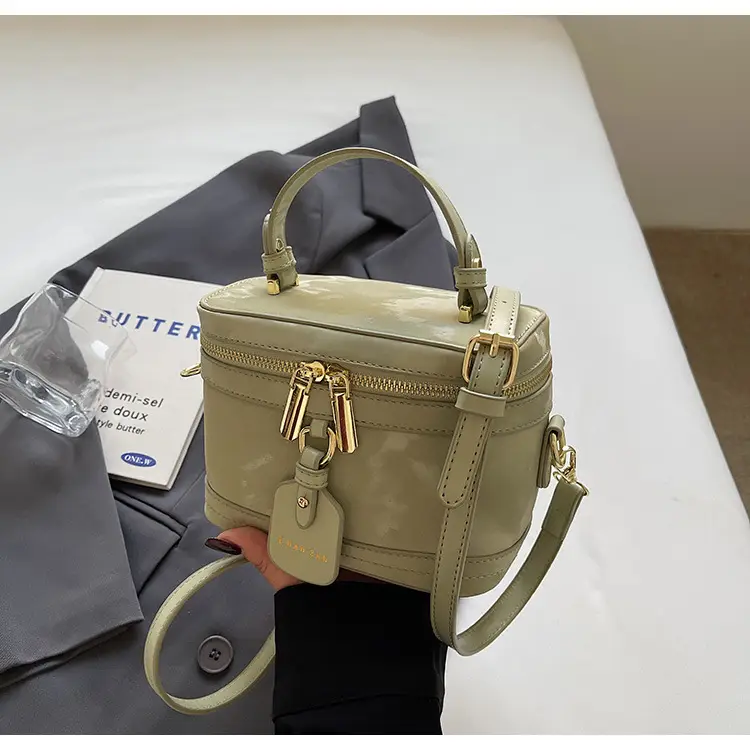 Women's Black Leather Box Bag with Chain Strap & Gold Plated Hardware — feature 45