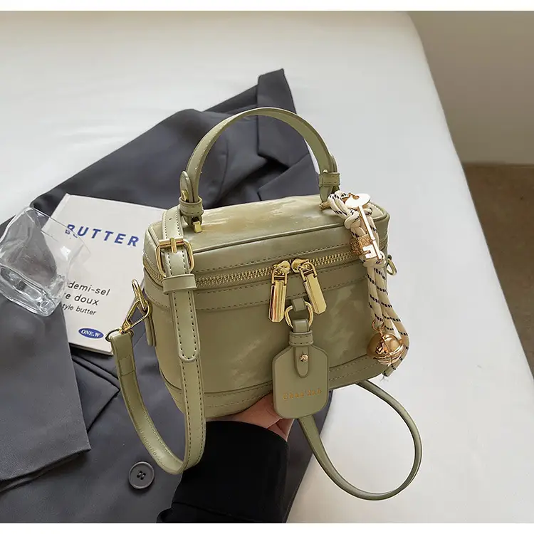 Women's Black Leather Box Bag with Chain Strap & Gold Plated Hardware — feature 46