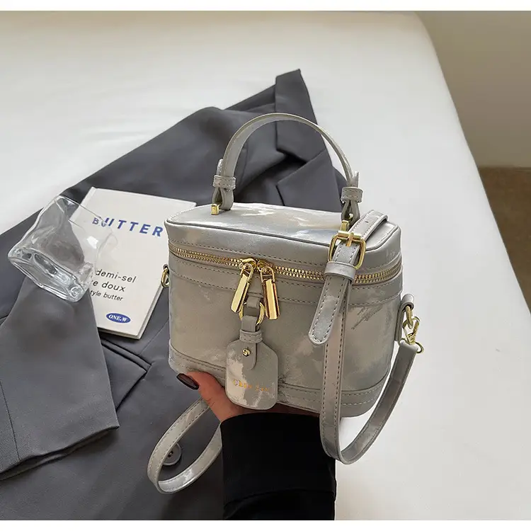Women's Black Leather Box Bag with Chain Strap & Gold Plated Hardware — feature 47