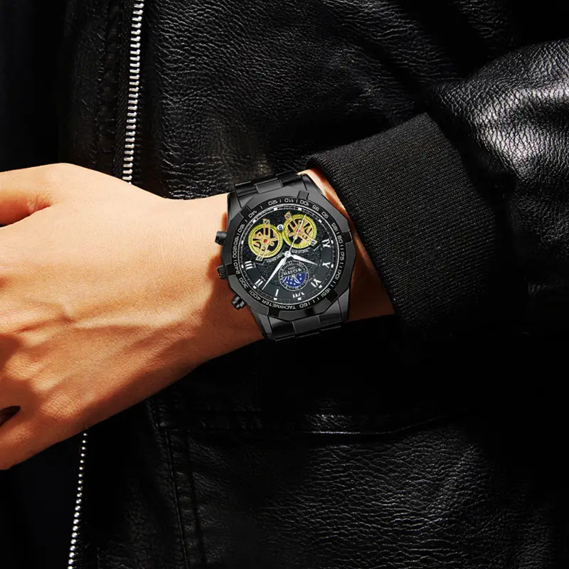 Luxury Gold Swiss Watch for Men Luminous Large Dial Waterproof - Image 7