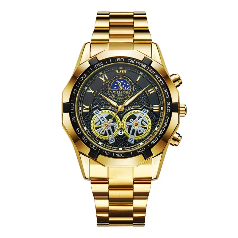 Luxury Gold Swiss Watch for Men Luminous Large Dial Waterproof - Image 2