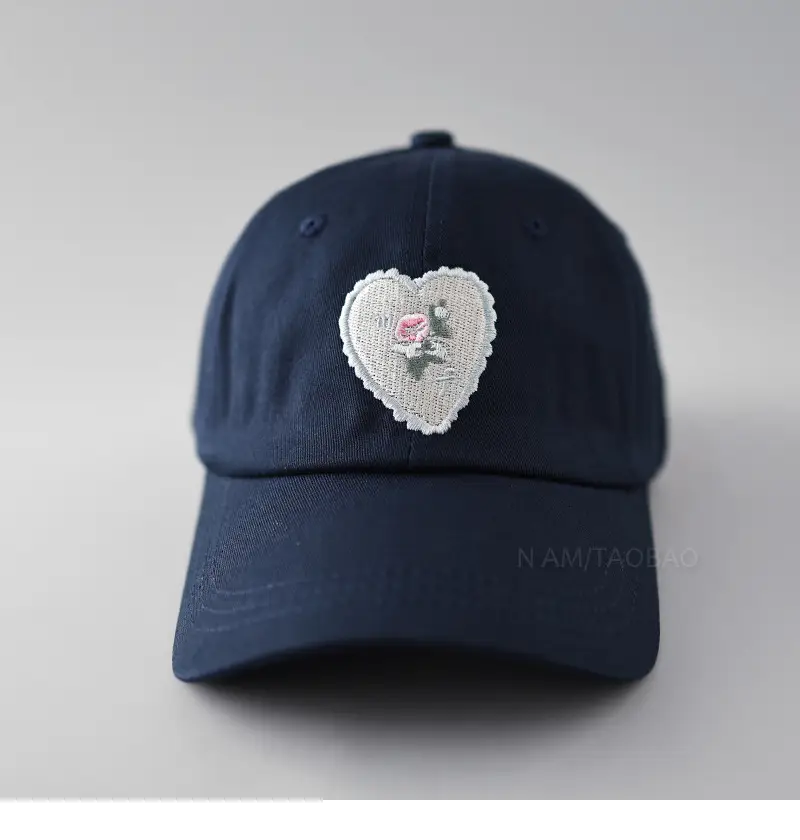 Women's Korean-style Embroidered Baseball Cap Beige Navy — feature 5