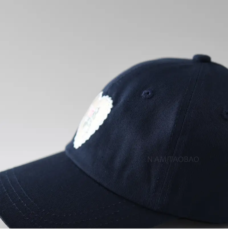 Women's Korean-style Embroidered Baseball Cap Beige Navy — feature 6