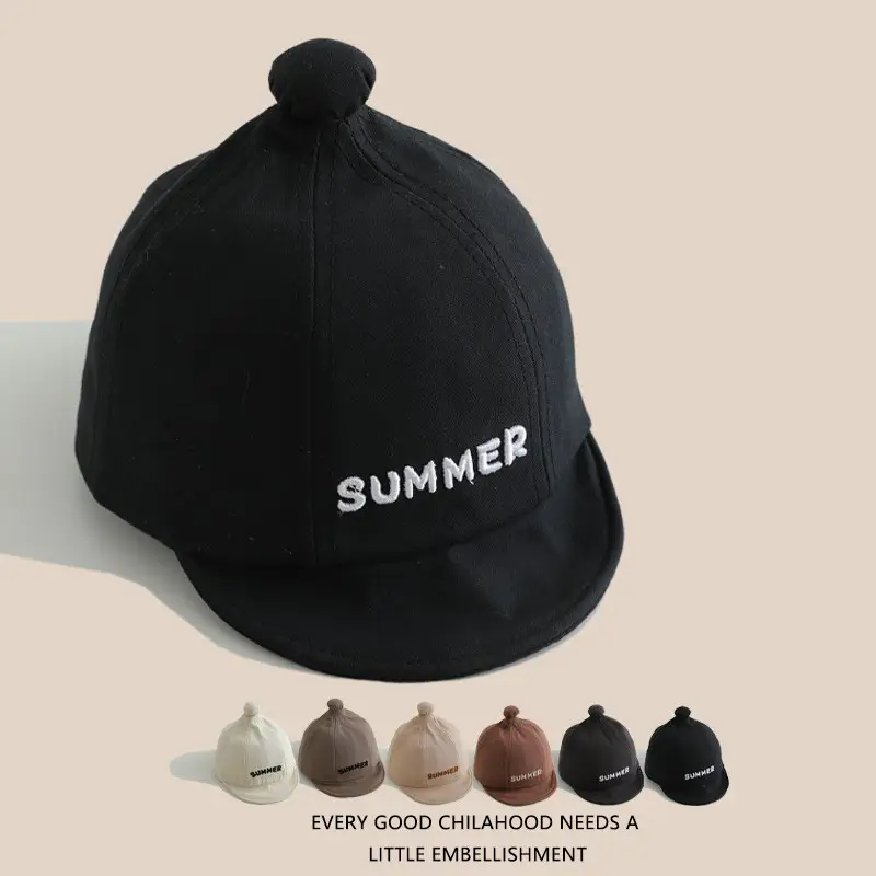 Black Embroidered Baby Cap Summer Wear