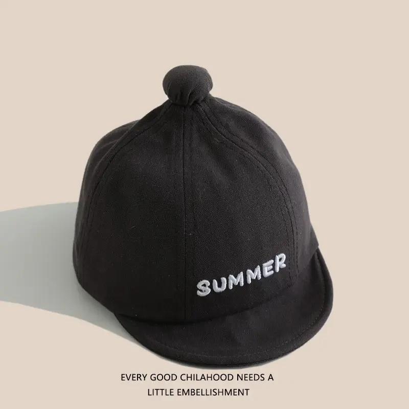 Black Embroidered Baby Cap Summer Wear