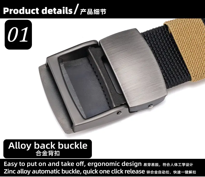 Tactical Black Belt with Alloy Buckle for Men — feature 6