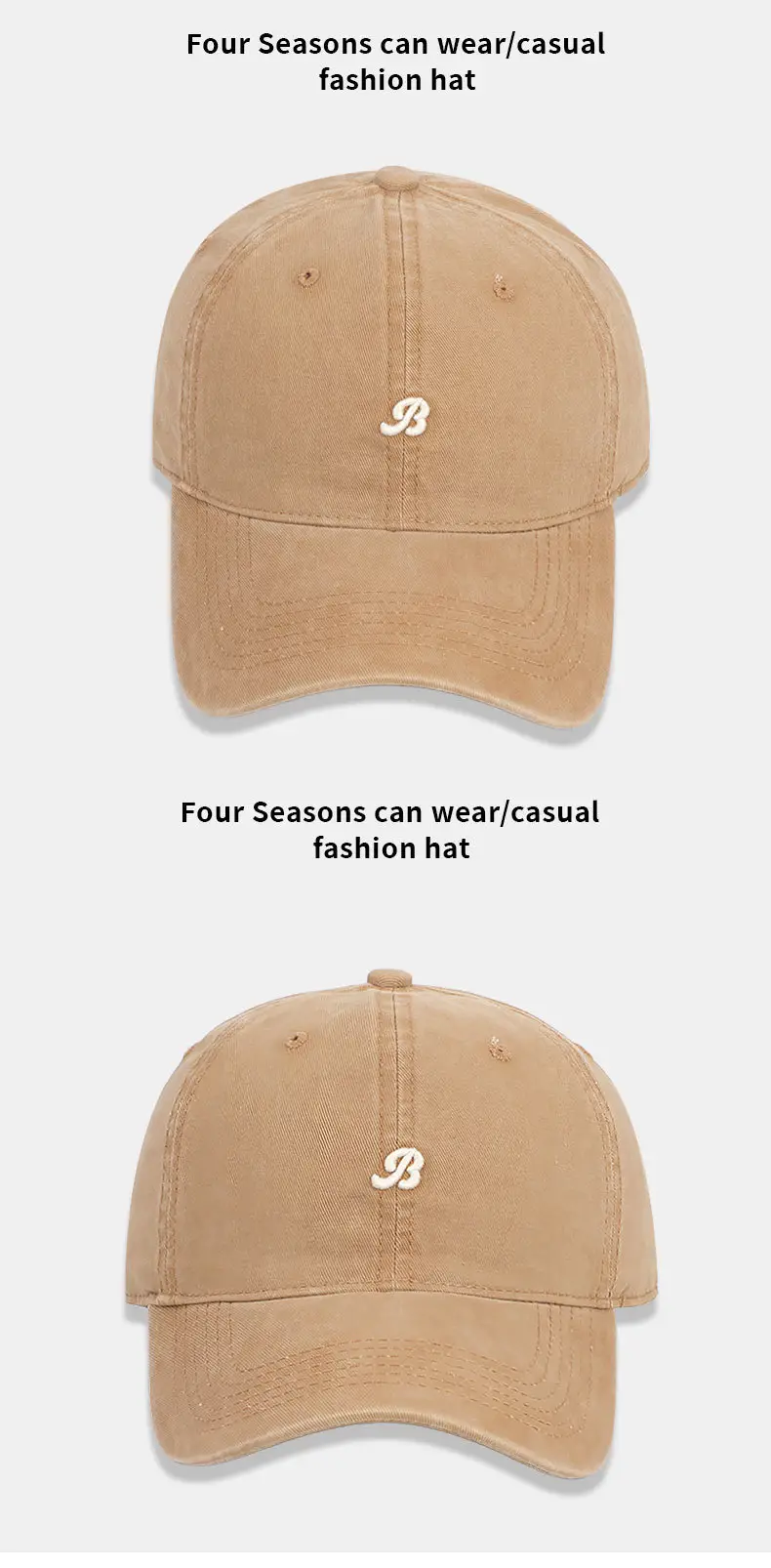 Grey Small Letter Embroidery Baseball Cap for Women — feature 12