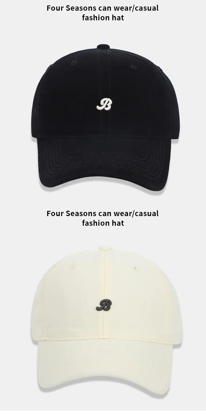 Grey Small Letter Embroidery Baseball Cap for Women — feature 13