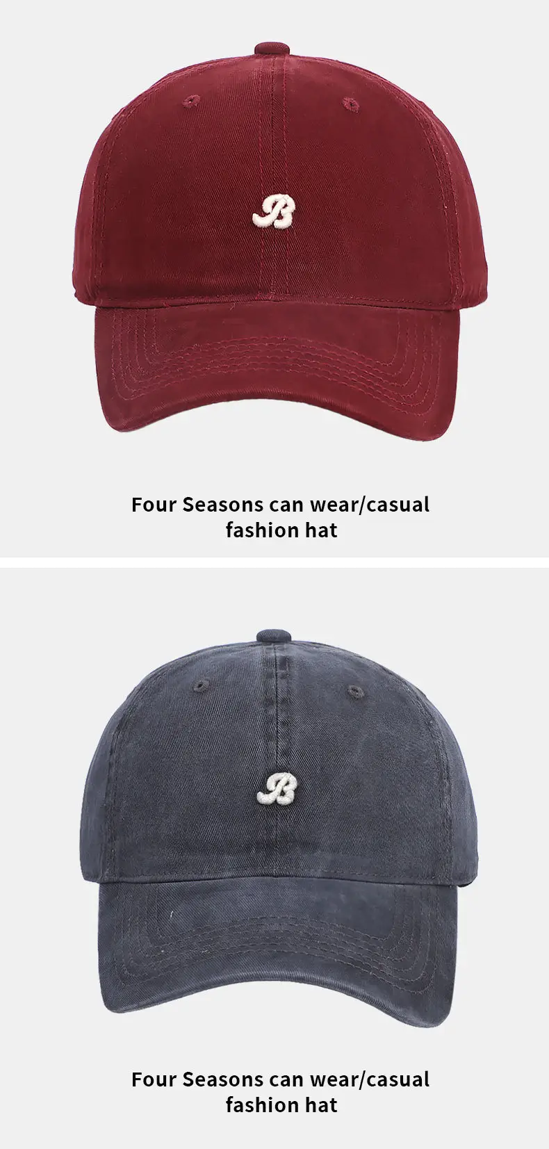 Grey Small Letter Embroidery Baseball Cap for Women — feature 15
