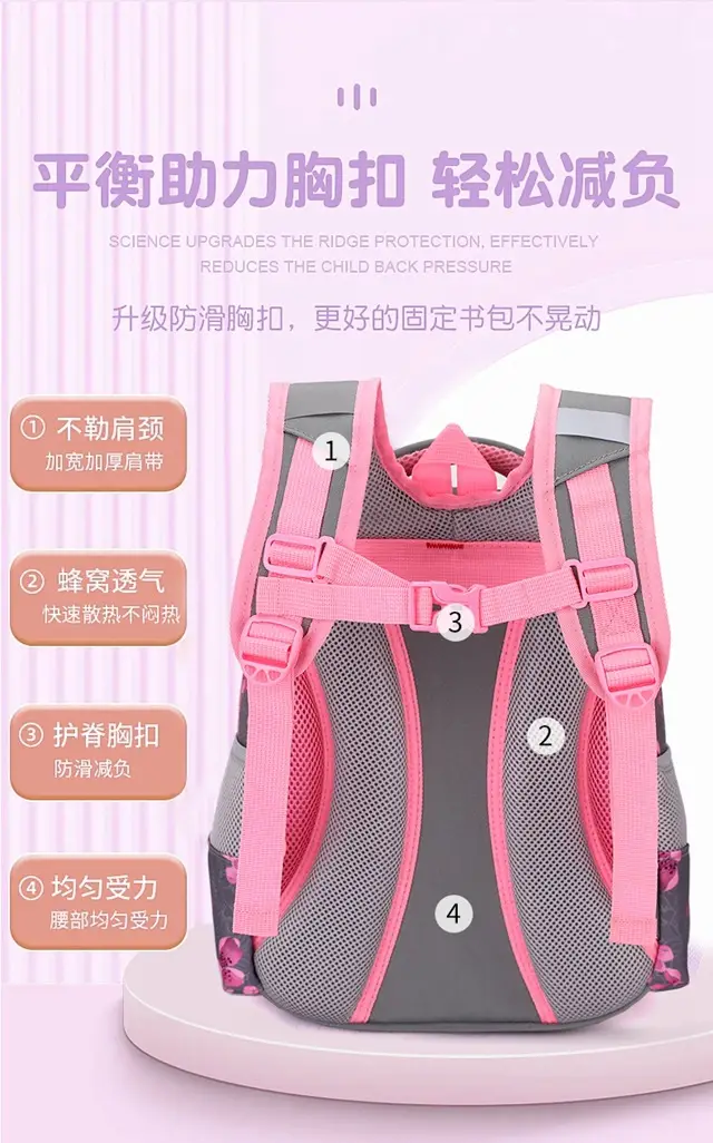 Haainey Kidsren's Primary School Backpack, Fashionable, Breathable, Burden-Reducing, Lightweight 1-4Th Grade Student Backpack — feature 7