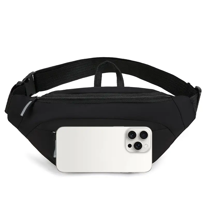 Men's White Black Shoulder Messenger Bag with Zipper