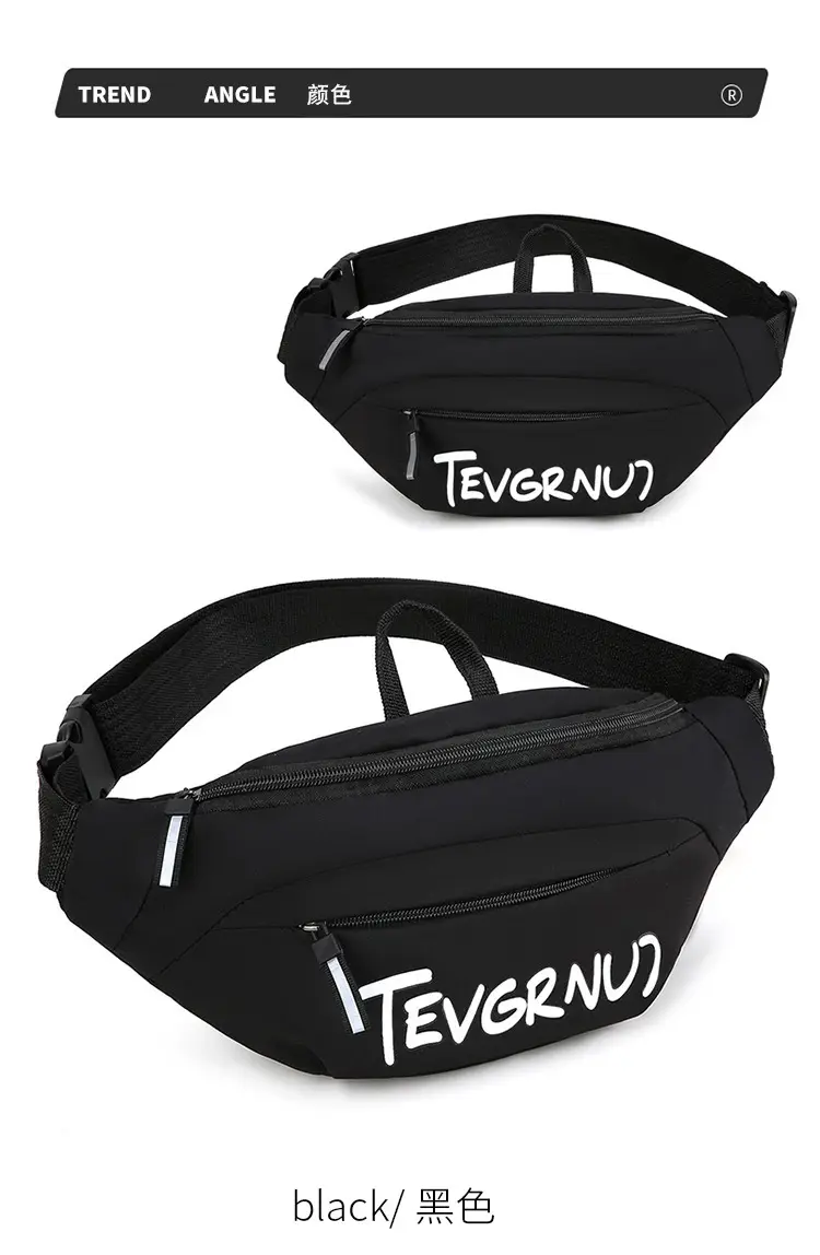 Men's White Black Shoulder Messenger Bag with Zipper — feature 22