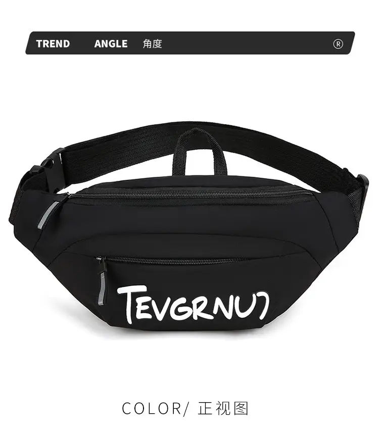 Men's White Black Shoulder Messenger Bag with Zipper — feature 24