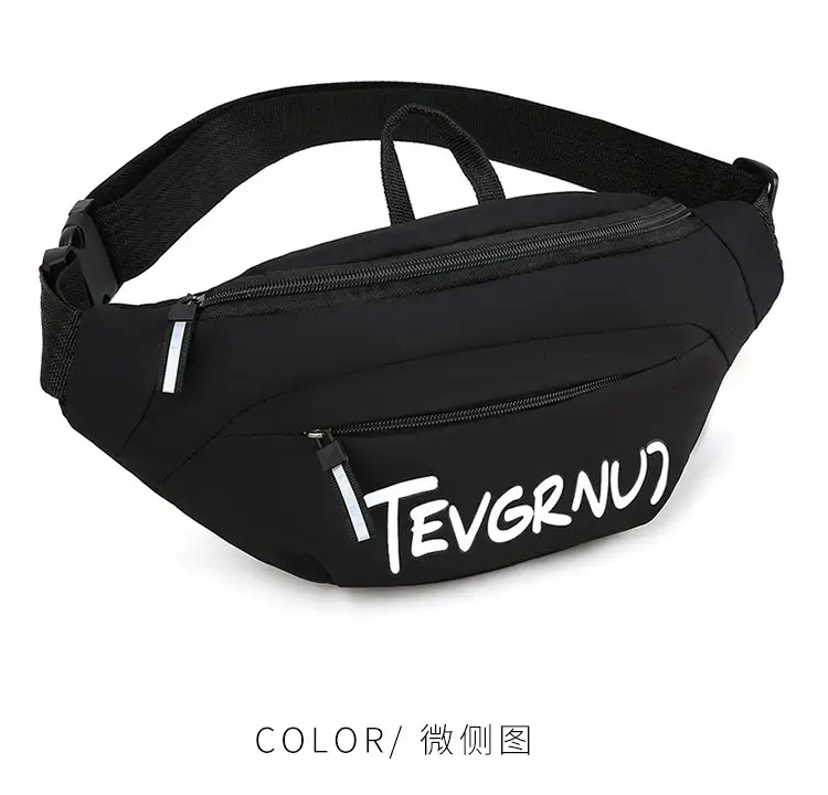 Men's White Black Shoulder Messenger Bag with Zipper — feature 25