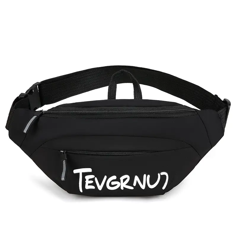 Men's White Black Shoulder Messenger Bag with Zipper
